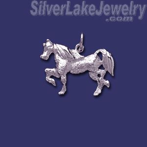 Sterling Silver Prancing Horse Animal Charm Pendant - Click Image to Close