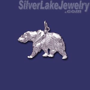 Sterling Silver Polar Bear Animal Charm Pendant - Click Image to Close