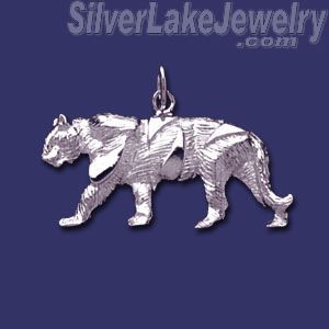 Sterling Silver Tiger Feline Animal Charm Pendant - Click Image to Close