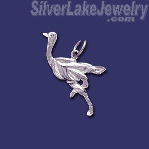 Sterling Silver Ostrich Animal Charm Pendant - Click Image to Close