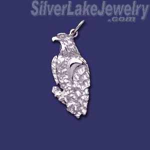 Sterling Silver Eagle on Branch Animal Charm Pendant - Click Image to Close