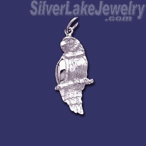 Sterling Silver Parrot on Branch Animal Charm Pendant - Click Image to Close