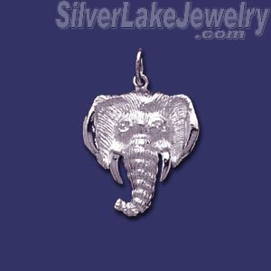 Sterling Silver Elephant Head Animal Charm Pendant - Click Image to Close