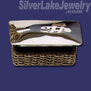 Sterling Silver Round Rectangular Pill Box - Click Image to Close