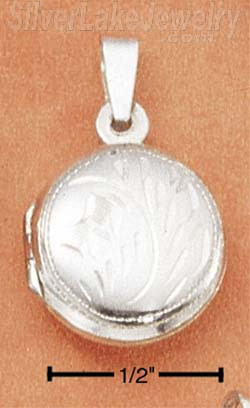 Sterling Silver Extra Small Etched Round Locket - Click Image to Close