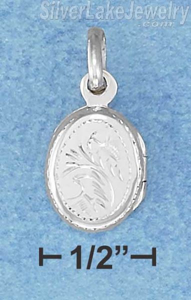 Sterling Silver Etched Oval Locket - Click Image to Close