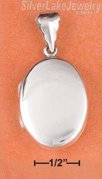 Sterling Silver Flat High Polished Oval Locket Pendant - Click Image to Close