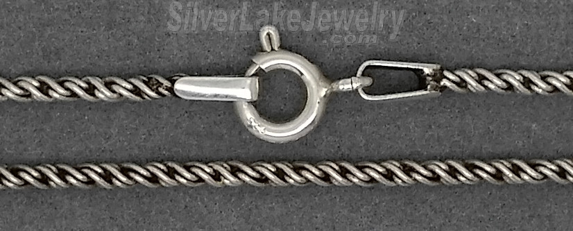 18" Sterling Silver Antiqued Rope Chain 1.6mm - Click Image to Close