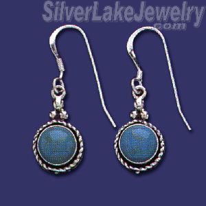 Sterling Silver Genuine American Indian Turquoise Earrings - Click Image to Close