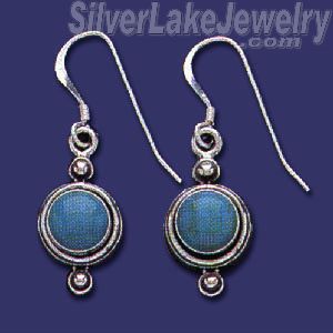 Sterling Silver Genuine American Indian Turquoise Earrings - Click Image to Close