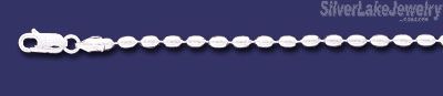 Sterling Silver 20" Long Oval Bead Ball Chain 3mm - Click Image to Close