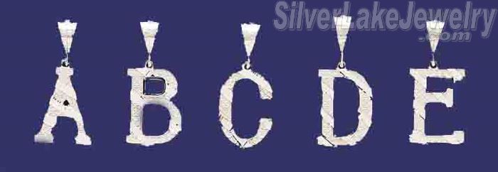 Sterling Silver Dia-cut Stripes Initial Letter O Charm Pendant - Click Image to Close