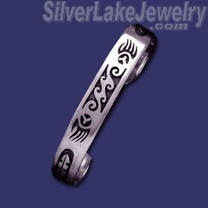 Sterling Silver Native American Design Cuff Bangle 11mm - Click Image to Close