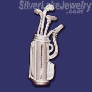 Sterling Silver Golf Bag & Clubs Brooch Pin - Click Image to Close