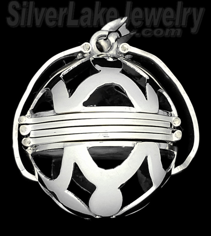 Sterling Silver 6-Picture Photo Ball Openwork Design Locket Char - Click Image to Close