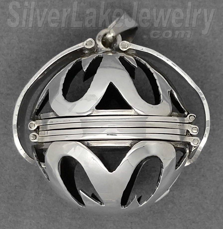 Sterling Silver Large 6-Picture Photo Ball Openwork Design Locke - Click Image to Close