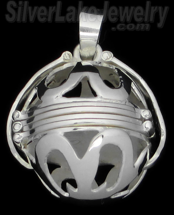 Sterling Silver 6-Picture Photo Ball Openwork Design Locket Char - Click Image to Close