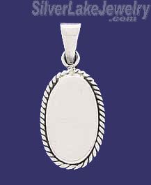 Sterling Silver Oval w/Rope Engravable Charm Pendant - Click Image to Close