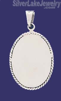 Sterling Silver Oval w/Rope Engravable Charm Pendant - Click Image to Close