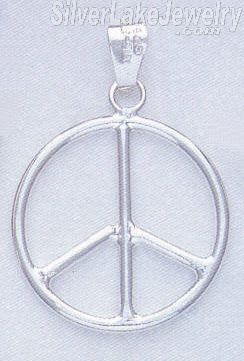 Sterling Silver Peace Sign Charm Pendant - Click Image to Close