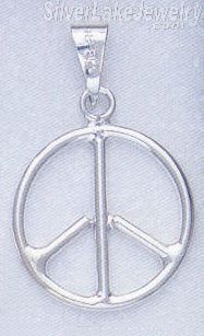 Sterling Silver Peace Sign Charm Pendant - Click Image to Close