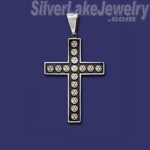 Sterling Silver Cross w/Suns Charm Pendant - Click Image to Close