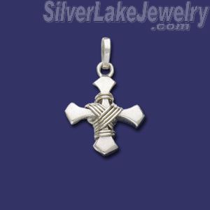 Sterling Silver Cross w/Shroud Charm Pendant - Click Image to Close