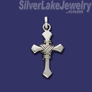 Sterling Silver Cross w/Shroud Charm Pendant - Click Image to Close