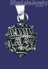 Sterling Silver Beautiful Intricate Ornate Antiqued Ball Pendant Rope Coil Beads - Click Image to Close