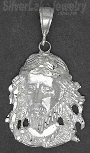 Sterling Silver Diamond-cut Jesus Christ Face Charm Pendant