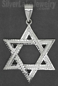 Sterling Silver Diamond-cut Big Star of David Large Charm Pendant