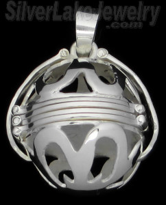 Sterling Silver 6-Picture Photo Ball Openwork Design Locket Char